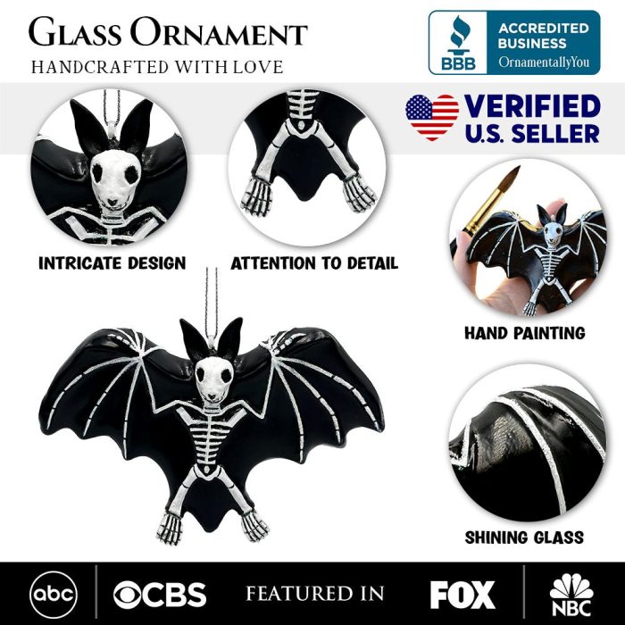 AttributeImage 01GothicBatSkeletonHandcraftedGlassOrnament HorrorTreeHalloweenDecor