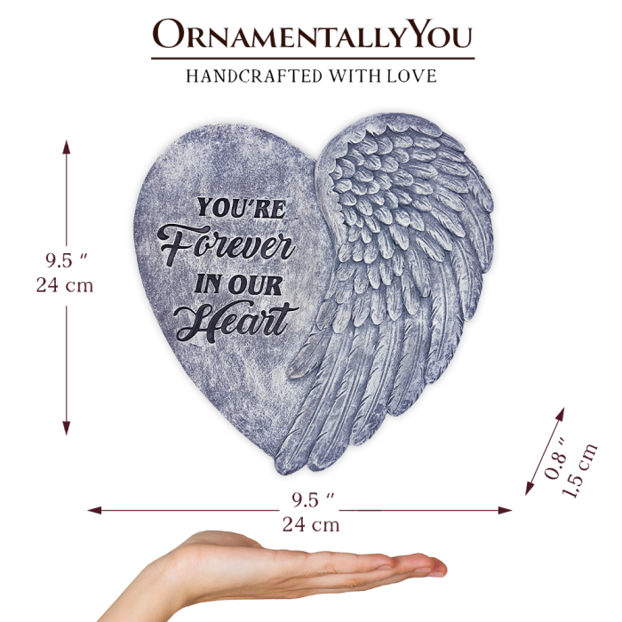 AttributeImage 02You reForeverinOurHeartsAngelWingSteppingStone 9.5GardenDecorativeMemorialResinFigurine