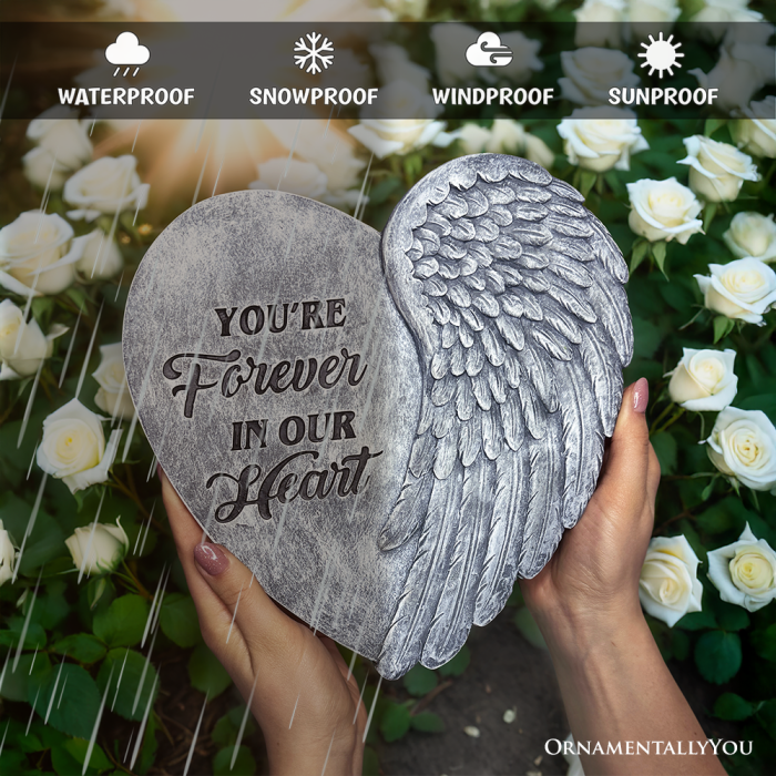 AttributeImage 03You reForeverinOurHeartsAngelWingSteppingStone 9.5GardenDecorativeMemorialResinFigurine
