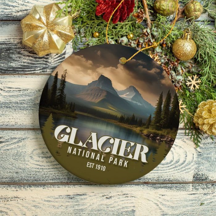 FORPRODUCTGlacierNationalParkRetroOrnament3DRealisticMockup 07