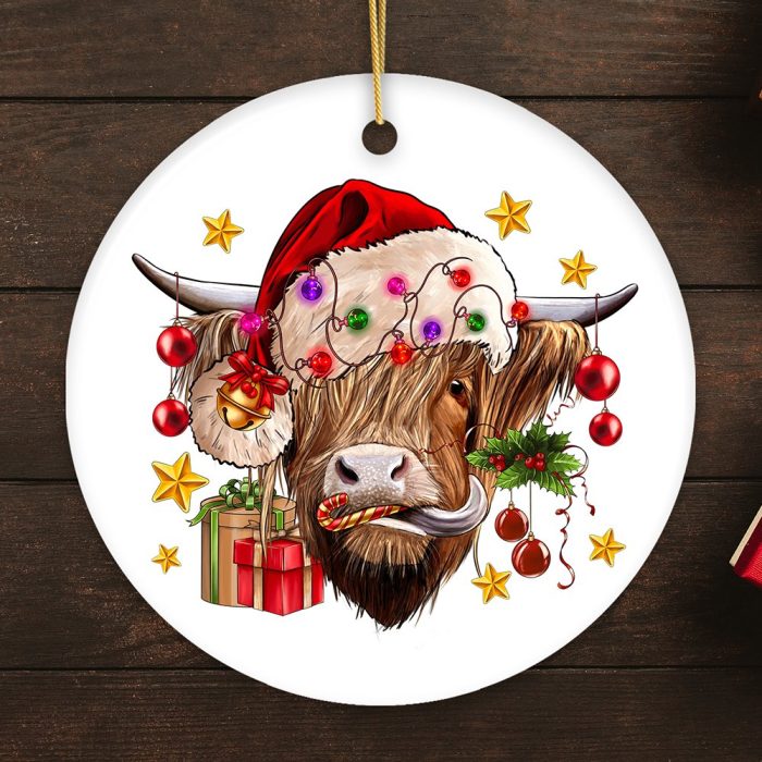 FORPRODUCTHighlandCowChristmasOrnament CattleTreeDecorationMockupGroup