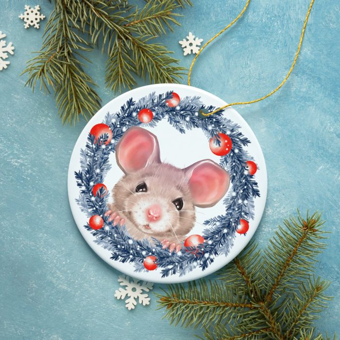 FORPRODUCTWatercolorCuteChristmasRatOrnament3DRealisticMockup 05