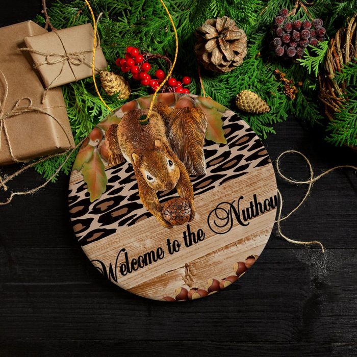 FORPRODUCTWelcometotheNuthouseFunnySquirrelOrnament3DRealisticWhiteOrnamentMockup 6