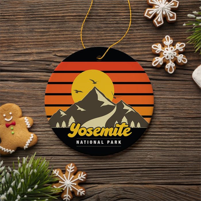 FORPRODUCTYosemiteNationalParkRetroStyleOrnament CaliforniaUSA3DRealisticMockup