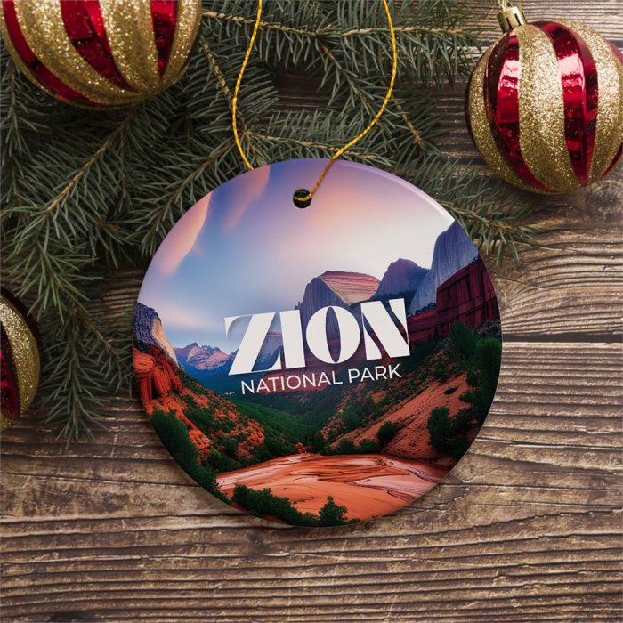 FORPRODUCTZionNationalParkRetroOrnament UtahTourist3DRealisticMockup 02