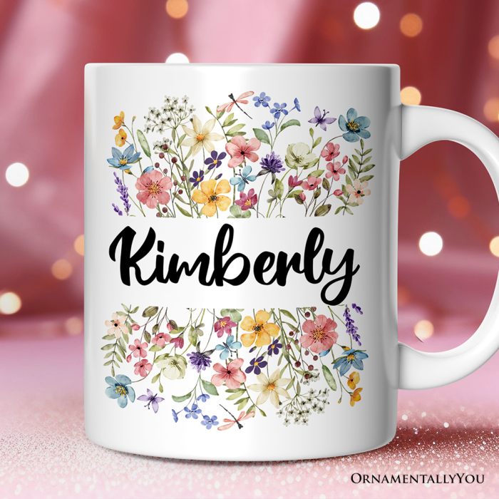 For Product 01 Wildflowers Personalized Mug Flowers Custom Gift with Name for Women Mug Mockup 04