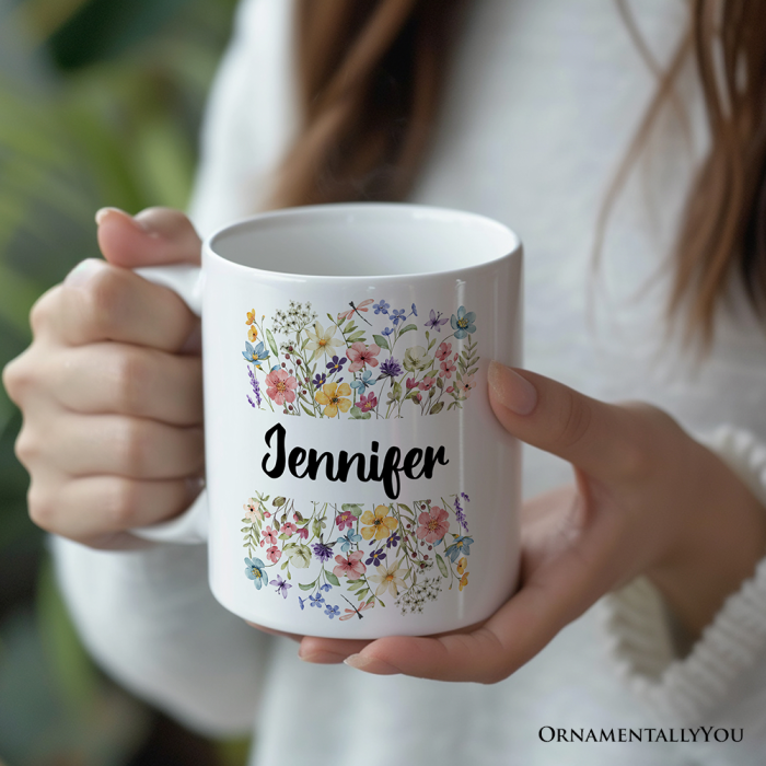 For Product 02 Wildflowers Personalized Mug Flowers Custom Gift with Name for Women 3D Realistic Mockups Mug 61