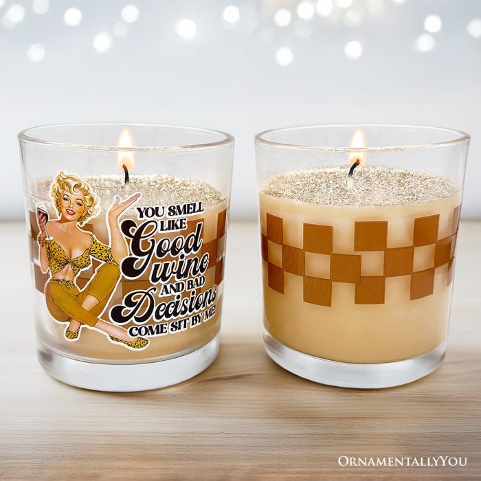ForProduct 01 01RetroSassCandleYouSmellLikeGoodWineandBadDecisions LemonScentedFunnyHousewifeGift