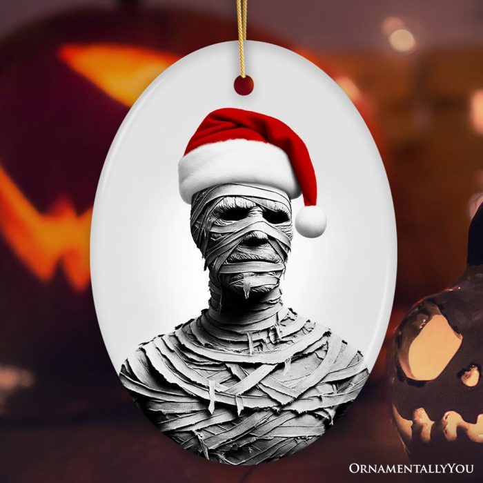 ForProduct 01GhoulishMummywithSantaHatOrnament SinisterHolidayKeepsakeforHalloweenLoversMockupGroup 03