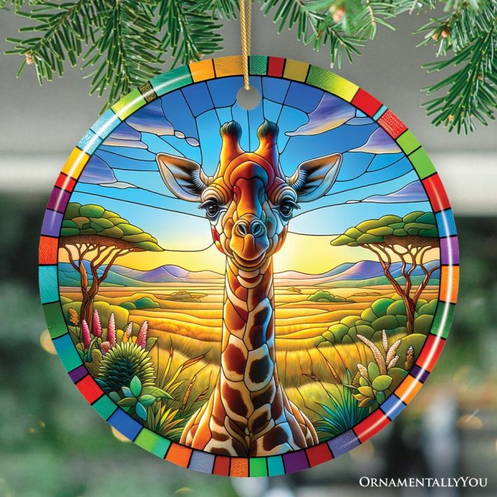 ForProduct 01GiraffeGraceStainedGlassStyleCeramicOrnament AfricanAnimalsChristmasGiftandDecorMockupGroup 05