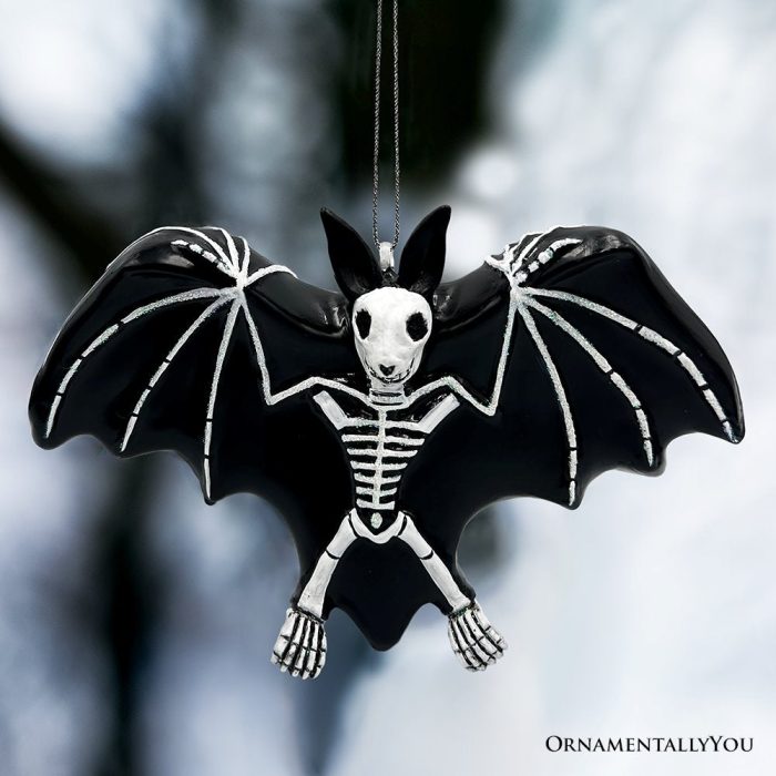 ForProduct 01GothicBatSkeletonHandcraftedGlassOrnament HorrorTreeHalloweenDecor