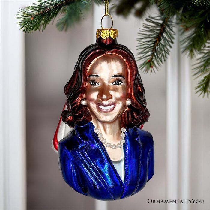 ForProduct 01KamalaHarrisGlassChristmasOrnament PromotionalDemocratKeepsake