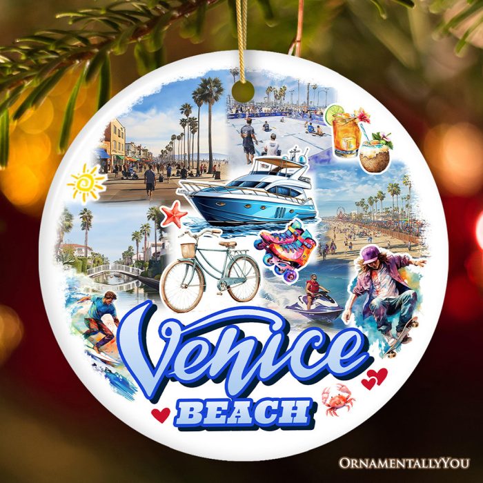 ForProduct 01VibrantVeniceBeachOrnament CalifornianCoastalUrbanChristmasGiftandKeepsakeMockupGroup 02 01