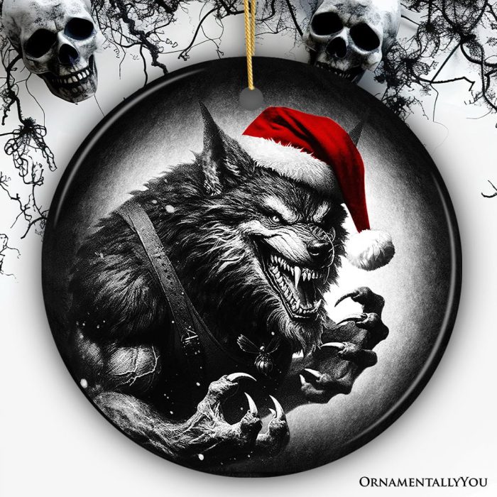 ForProduct 01ViciousWerewolfCeramicOrnament EnigmaticChristmasDecorationforHalloweenTreeMockupGroup 03