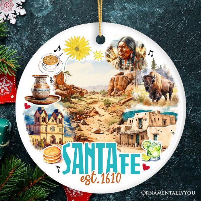 ForProduct 01VintageSantaFeCeramicChristmasOrnament NewMexicoSouvenirMockupGroup 08