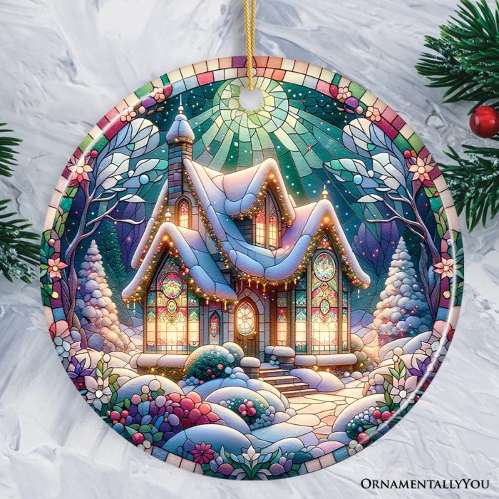 ForProduct 01WhimsicalCottageStainedGlassStyleCeramicOrnament ChristmasGiftandDecorMockupGroup 08