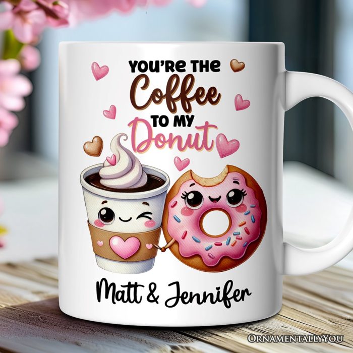 ForProduct 01You retheDonuttoMyCoffeePersonalizedMugforCouple CuteRomanticCoffeeandDonutsLoverGiftWithCustomNamesMugMockup 04