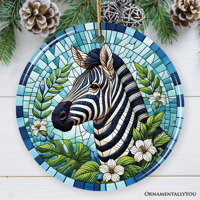 ForProduct 01ZebraStripesSafariStainedGlassStyleCeramicOrnament AfricanAnimalsChristmasGiftandDecorMockupGroup 05