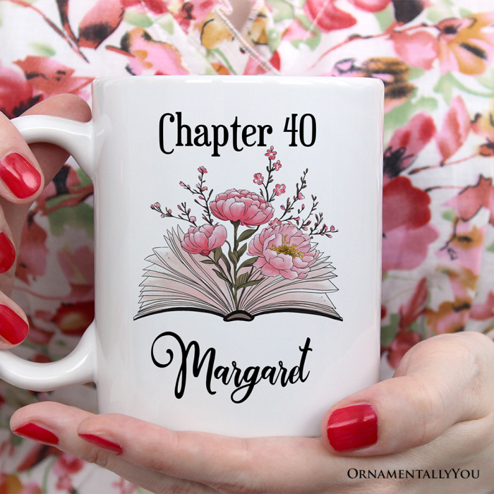 ForProduct 0240thBirthdayPinkFlowersBookPersonalizedMug Chapter40GiftWithCustomName3DRealisticMockupsMug 59