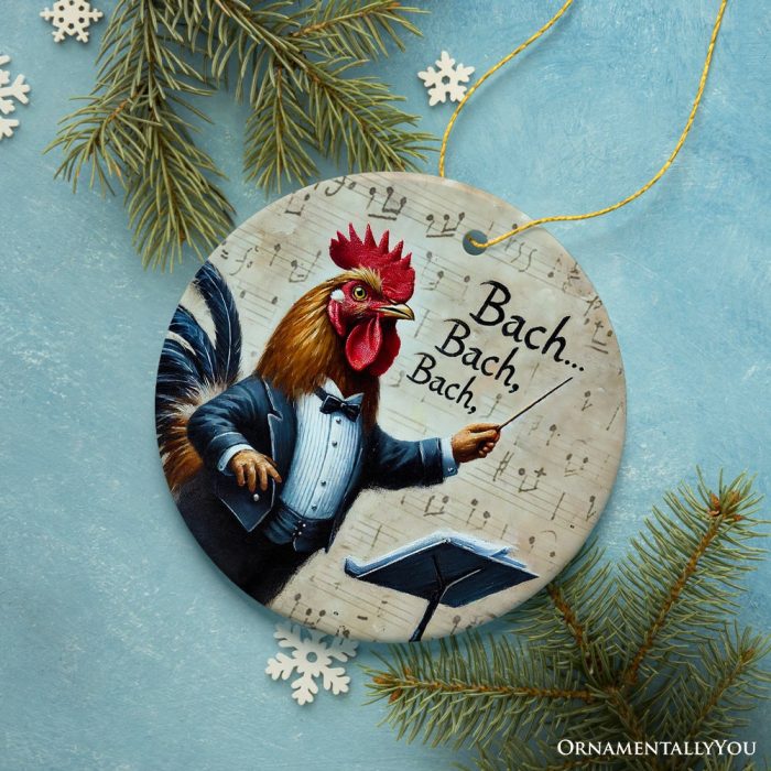 ForProduct 02BachBachBachChickenConductorOrnament PlayfulMusicalChristmasDecor13DRealisticMockup 05