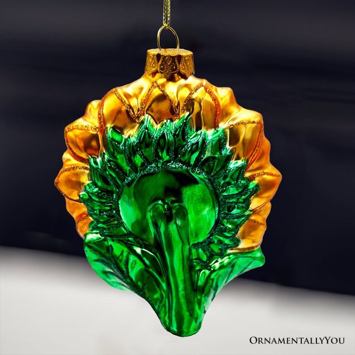 ForProduct 02GlossyCharmingSunflowerGlassChristmasOrnament FlowerHolidayDecor