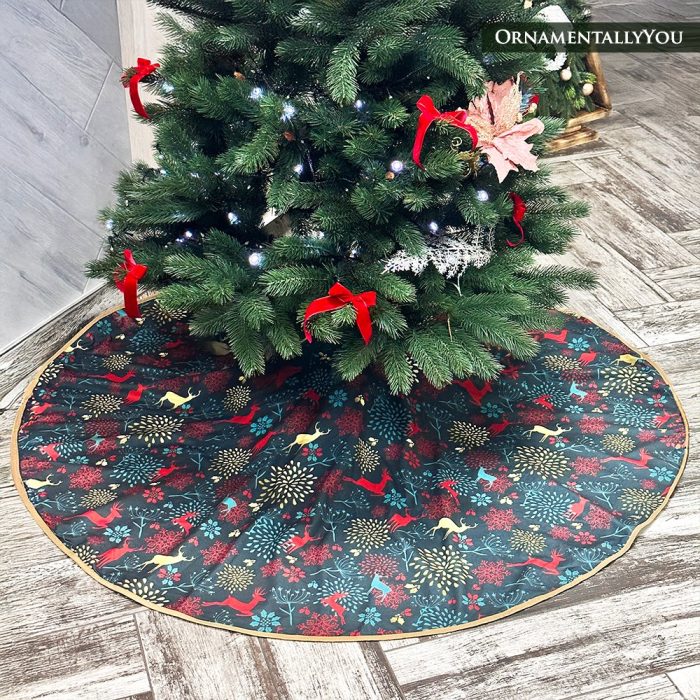 ForProduct 02GoldandRedDeerDecorationPatternHolidayTreeSkirt