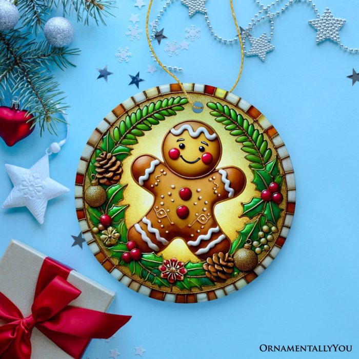 ForProduct 02GoldenGingerbreadManDelightOrnament RadiantHolidayGuardianforFestiveDecor3DRealisticMockup 09