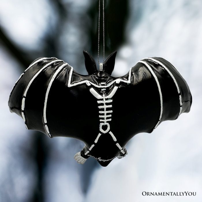 ForProduct 02GothicBatSkeletonHandcraftedGlassOrnament HorrorTreeHalloweenDecor
