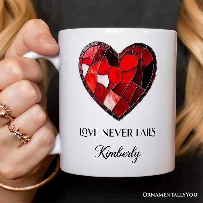 ForProduct 02HeartStainedGlassPersonalizedMug LoveNeverFailsCustomNamesGift3DRealisticMockupsMug 31