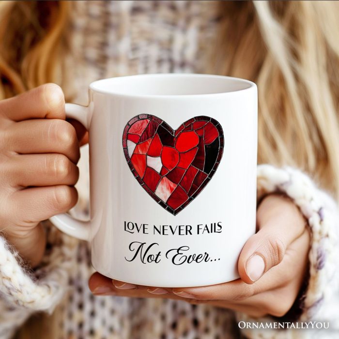 ForProduct 02HeartStainedGlassPersonalizedMug LoveNeverFailsCustomNamesGift3DRealisticMockupsMug 37