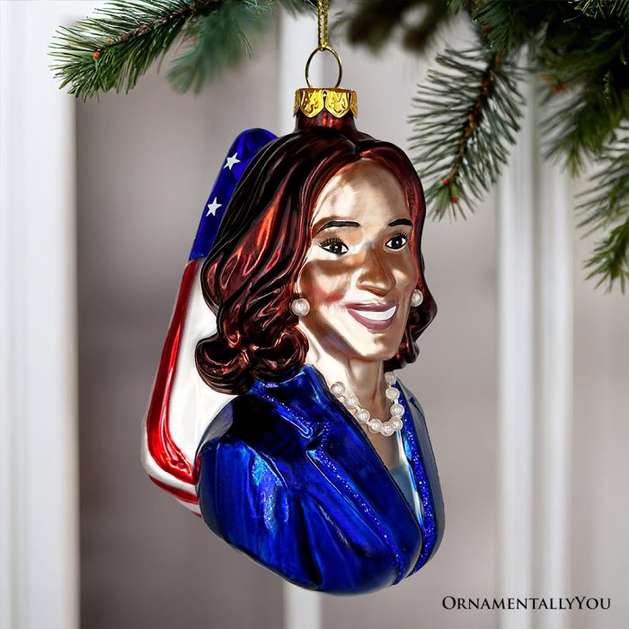 ForProduct 02KamalaHarrisGlassChristmasOrnament PromotionalDemocratKeepsake