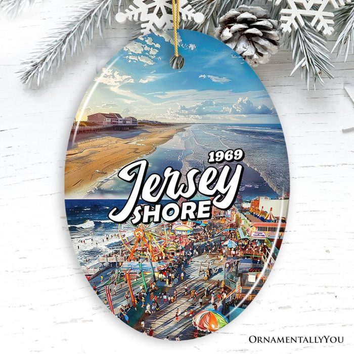 ForProduct 02VibrantJerseyShoreCeramicOrnament TropicalNewJerseyVacationinAtlanticOceanChristmasSouvenirOvalMockupGroup 05