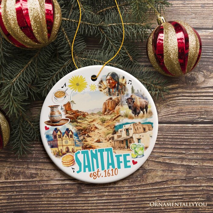 ForProduct 02VintageSantaFeCeramicChristmasOrnament NewMexicoSouvenir3DRealisticMockup 02