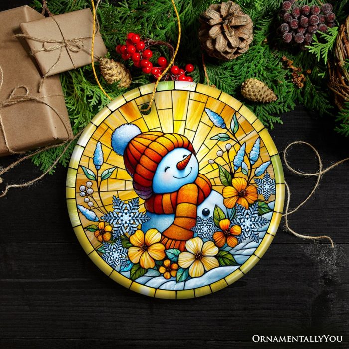 ForProduct 02WarmWinterGlowSnowmanOrnament VibrantHolidayCharmforFestiveDecor3DRealisticMockup 06