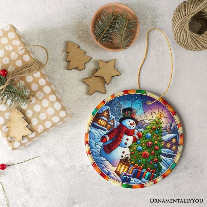 ForProduct 02WinterFestivityTopHatSnowmanOrnament RadiantTreewithHolidaySpiritKeepsakeandGift13DRealisticMockup 15