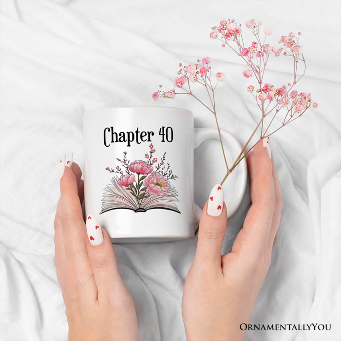 ForProduct 0340thBirthdayPinkFlowersBookPersonalizedMug Chapter40GiftWithCustomName3DRealisticMockupsMug 58