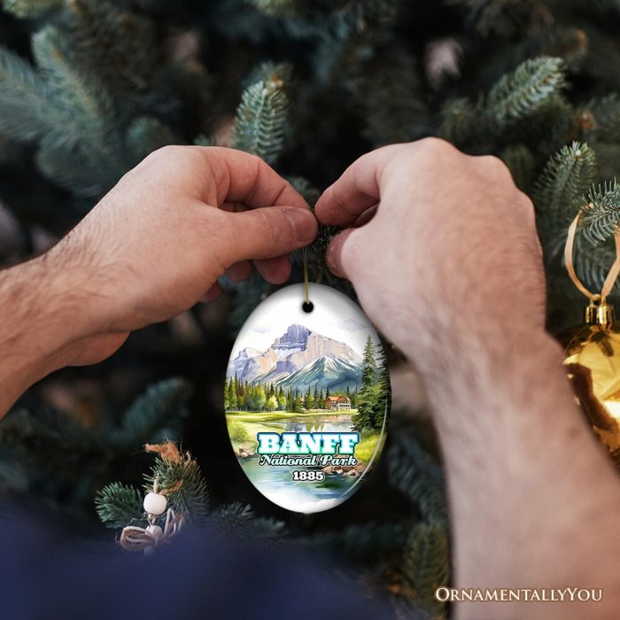 ForProduct 03BanffNationalParkParadiseOrnament Canada sNaturalWondersTravelerSouvenir3DHumanMockup 24