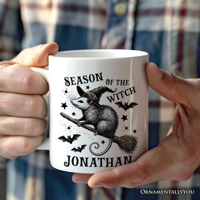 ForProduct 03FunnyOpossumWitchwithBroomPersonalizedMug HalloweenOpossumLoverGift