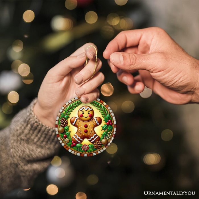ForProduct 03GoldenGingerbreadManDelightOrnament RadiantHolidayGuardianforFestiveDecor3DHumanMockup01