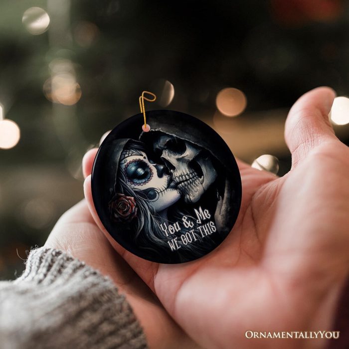 ForProduct 03GothicSkullCoupleYou MeWeGotThisOrnament ChristmasGiftforLovers3DHumanMockup 20