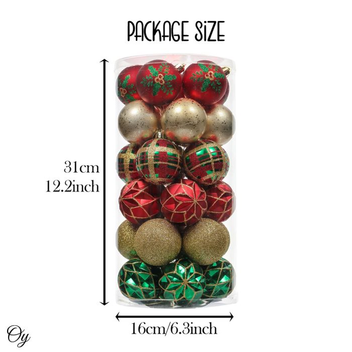 ForProduct 03GracefulOrnamentBundleSet Red 30GreenandGoldGlitteredTreeBaubles