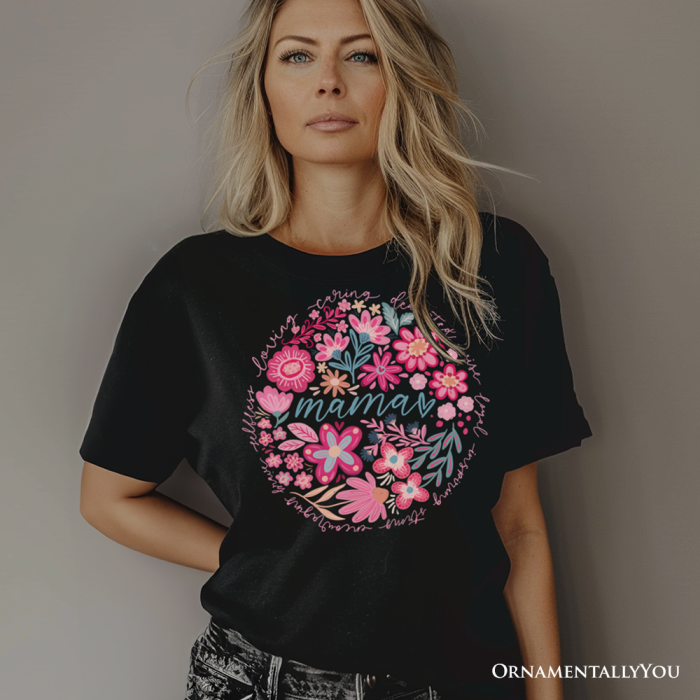 ForProduct 03InspiringFloralMamaT Shirt WhiteandNaturalBohoTeeforStrongandLovingMothers