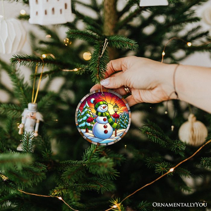 ForProduct 03RadiantSunsetGlowSnowmanOrnament FrostyGuardianforHolidayCheerGiftandDecor3DHumanMockup11