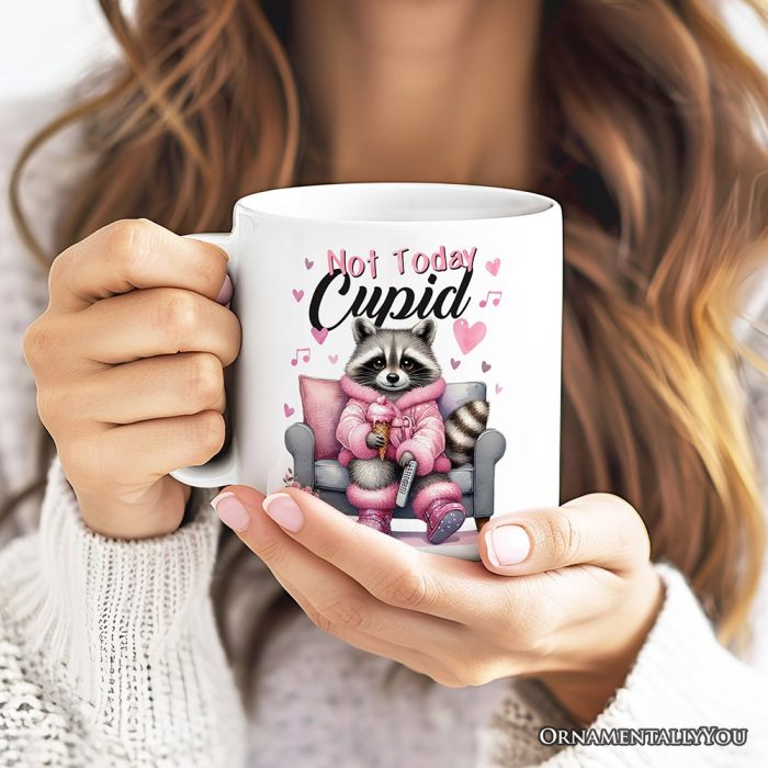 ForProduct 03ValentinesSnarkyRacoonPersonalizedMug NotTodayCupid SarcasticFunnyRacoonLoverGiftWithCustomName