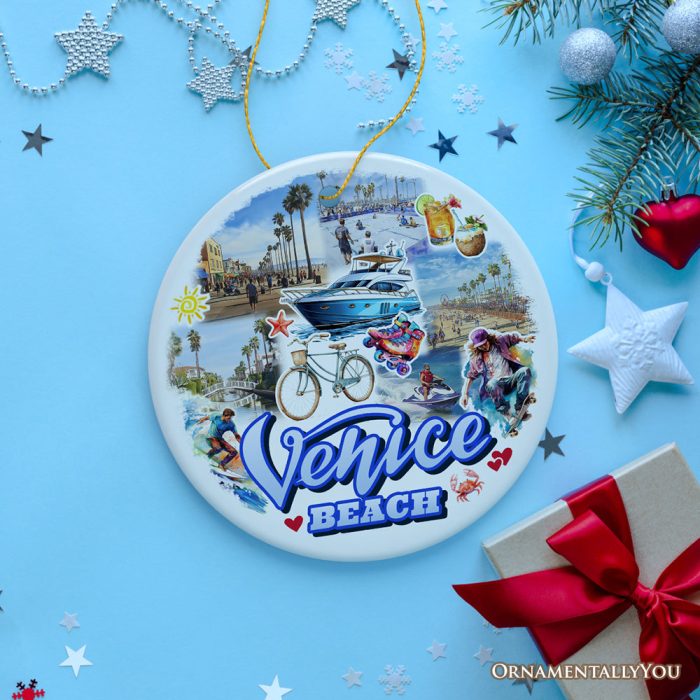 ForProduct 03VibrantVeniceBeachOrnament CalifornianCoastalUrbanChristmasGiftandKeepsake3DRealisticMockup 09 01