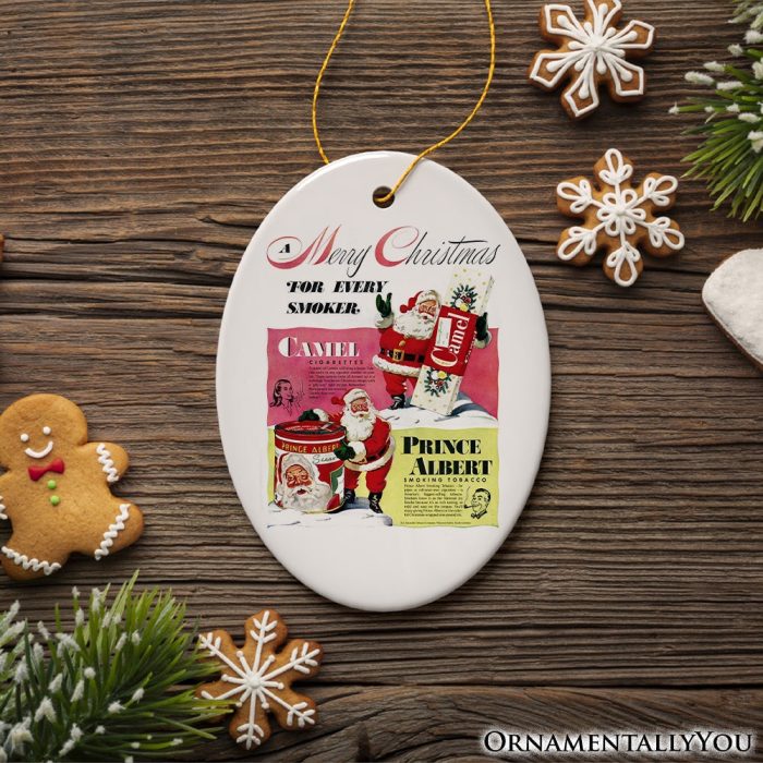 ForProduct 03VintageChristmasSmokingAdvertisementCeramicOrnament 1940sCamelCigarette3DRealisticMockup 01