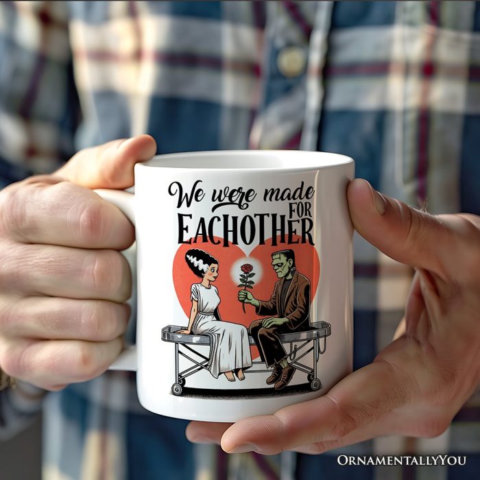 ForProduct 03VintageFrankensteinandBridePersonalizedMugforCouple WeweremadeforEachotherVintageRomanticGiftWithCustomNames