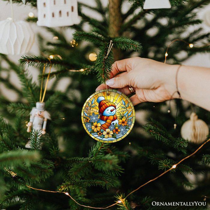 ForProduct 03WarmWinterGlowSnowmanOrnament VibrantHolidayCharmforFestiveDecor3DHumanMockup11