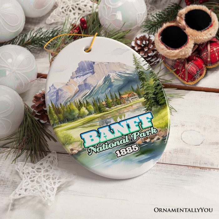 ForProduct 04BanffNationalParkParadiseOrnament Canada sNaturalWondersTravelerSouvenir3DRealisticMockup 11