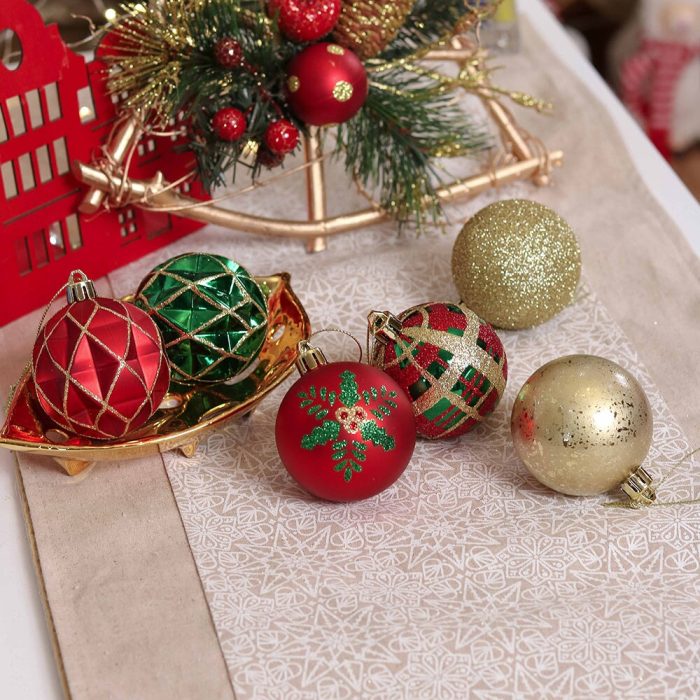 ForProduct 04GracefulOrnamentBundleSet Red 30GreenandGoldGlitteredTreeBaubles